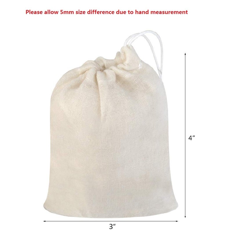 Tayfremn Cotton Drawstring Bags, Reusable Muslin Bag Natural Cotton Bags with Drawstring Produce Bag Bulk Gift Bag Jewelry Pouch for Party Wedding Home Storage, Natural Color (3 by 4 Inches) - Image 2